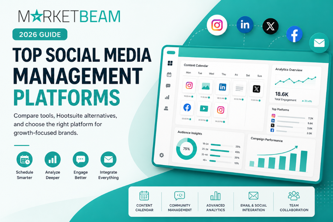 social media management platform dashboard showing content calendar and analytics