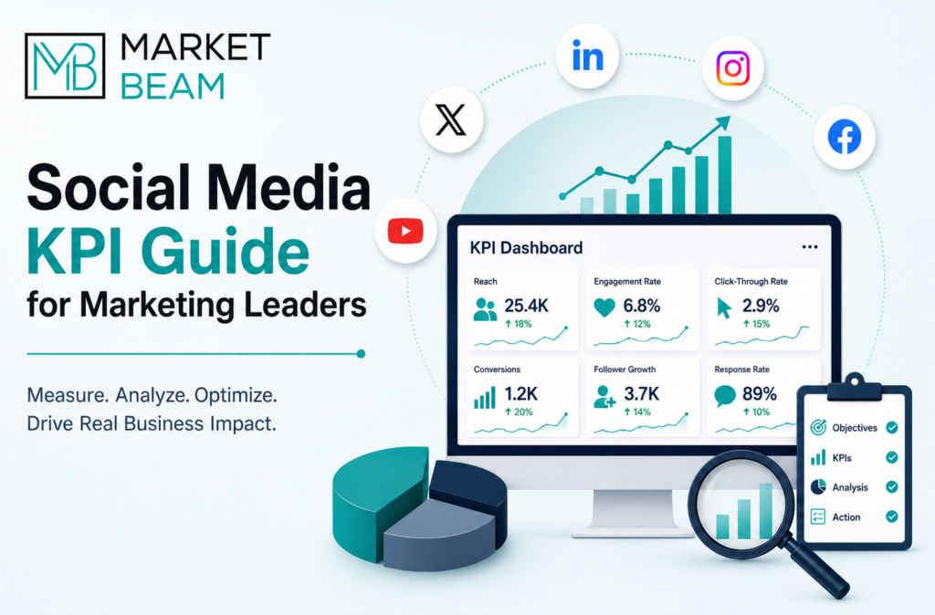 Social Media KPI Guide for Marketing Leaders with KPI dashboard and analytics