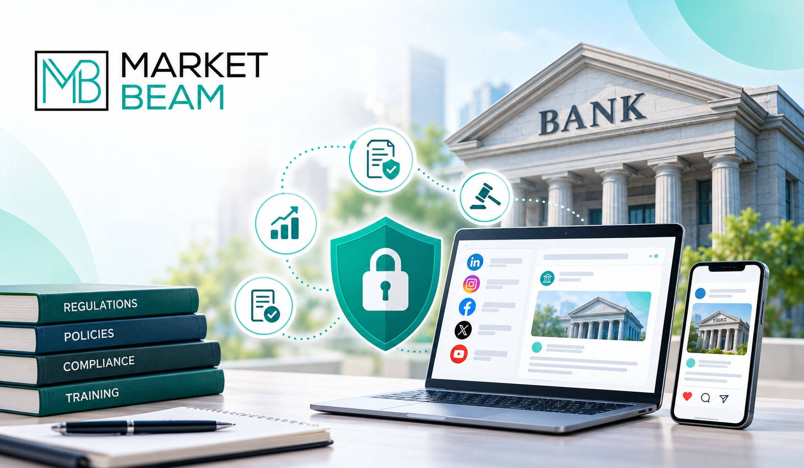 Banking social media compliance with secure social media management and regulatory controls