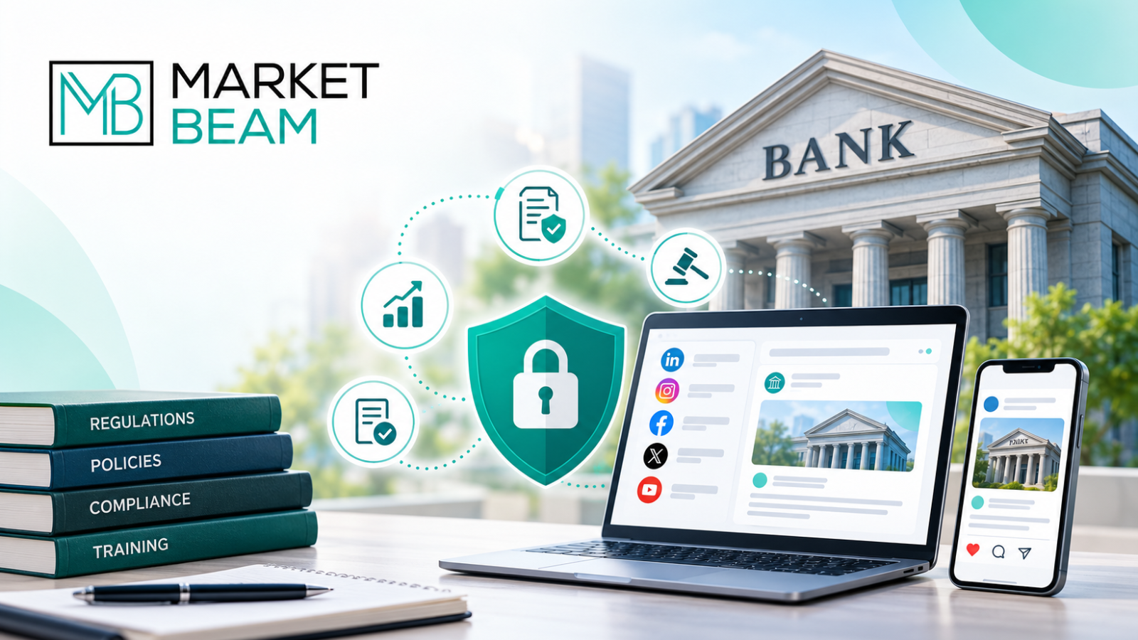 Banking social media compliance with secure social media management and regulatory controls