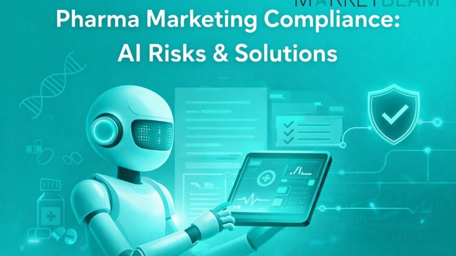 AI for pharma marketing compliance risks and solutions illustration